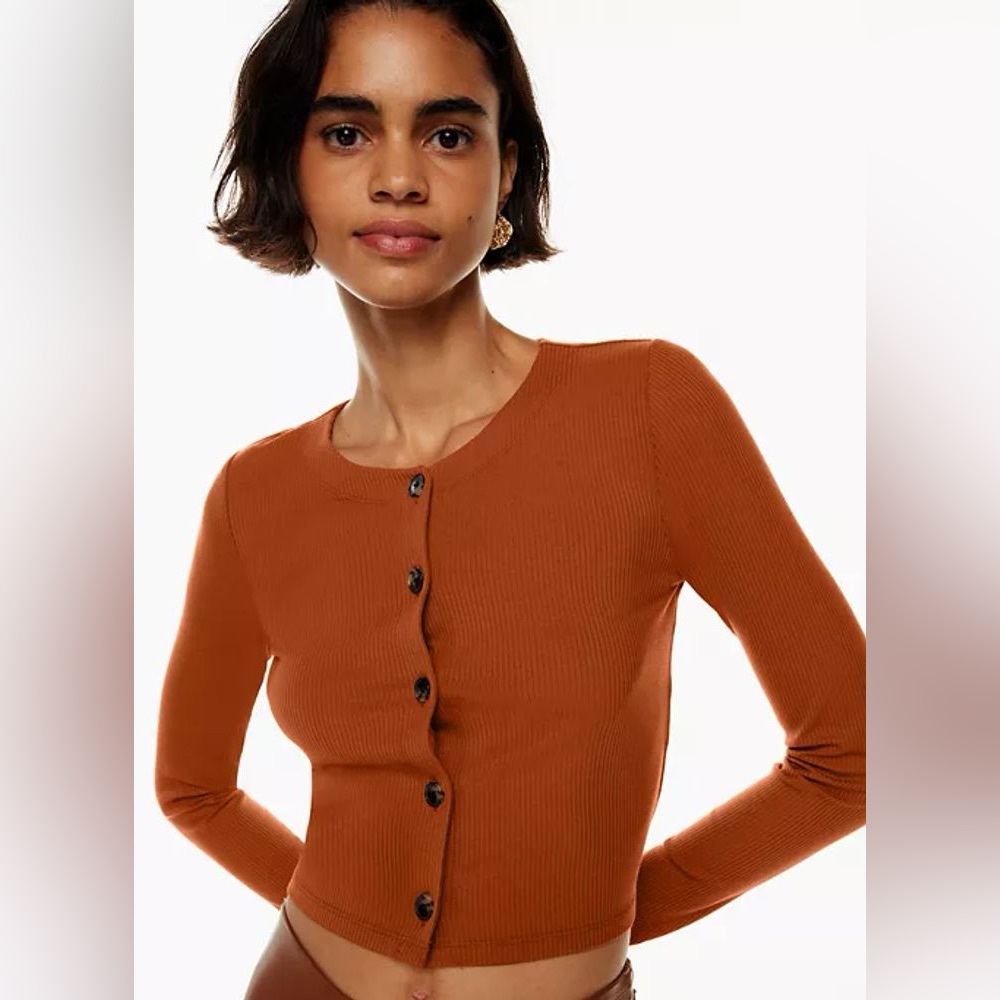 ARITZIA Wilfred Neptune Long sleeve Top Cardigan Rich Chestnut Large - Picture 1 of 11